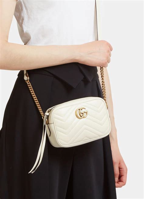 gucci marmont mini chain bag white